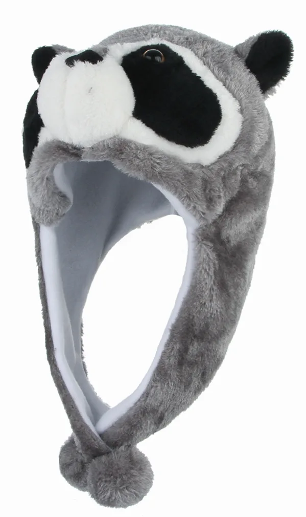 Heating And Ear Protection Beanie Raccoon Plush Hat Cartoon Animal Caps