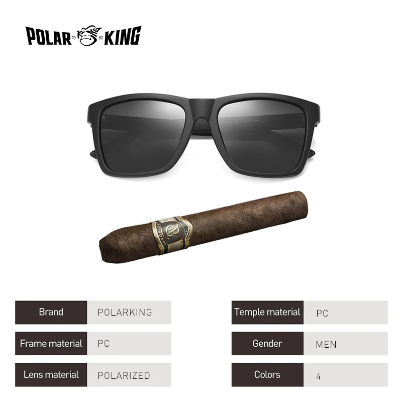 POLARKING Brand Design Retro Classic Polarized Men Sunglasses Driving Fishing Square Shades Sun Glasses For Male Eyewear