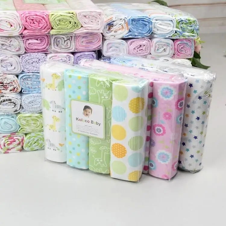 

2019 New Sale Baby Blanket Cobertor Bedding Set Baby 100% Soft And Comfortable Newborn Sheets 4 Count Flannel Receiving Blankets
