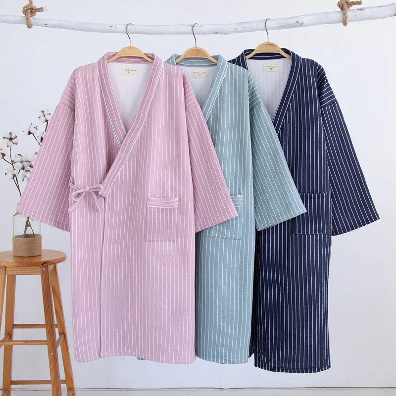 Женские пижамные комплекты, зимнее нижнее белье Yukata, японский халат-кимоно, хлопковые костюмы, ночная рубашка, одежда для сна, халат, домашняя одежда для отдыха