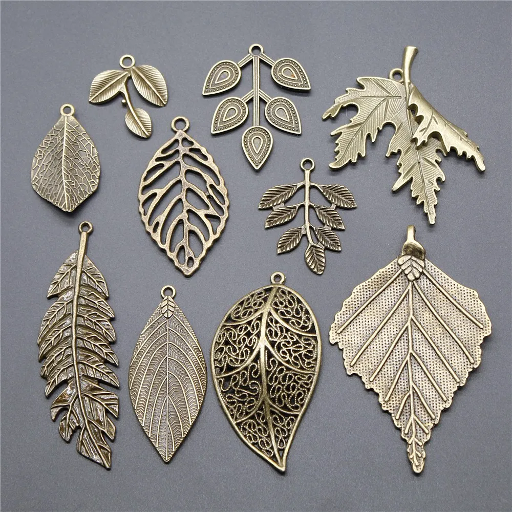

5pcs Big Leaves Pendant Charm Leaf Charm Jewelry Big Tree Leaf Charm Antique Bronze Color For Jewelry Making