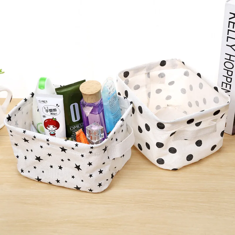 

1Pc Creative Cotton Linen Desktop Storage Basket Sundries Storage Box Underwear Cosmetic Organizer Jewelry Stationery Container