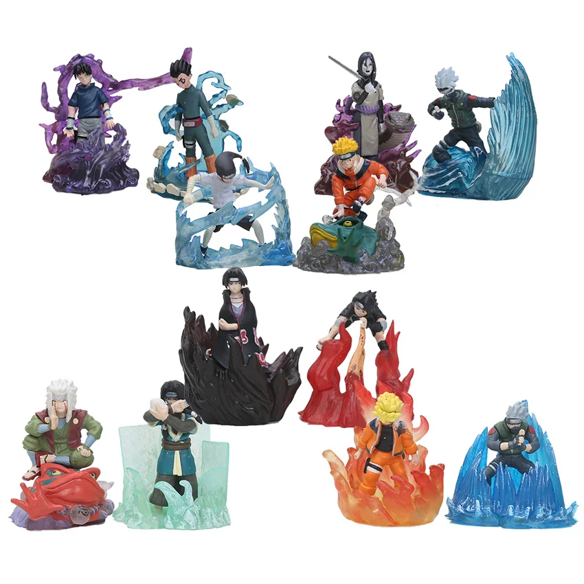 Экшн фигурки из Наруто 6 шт./компл. Sasuke Orochimaru Kakashi Itachi Neji Jiraiya ПВХ игрушечные модели