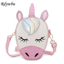 Rdywbu, новинка, блестящий единорог, сумка через плечо, для девушек, милая сумка из искусственной кожи, летняя женская сумка-мессенджер для телефона, B723