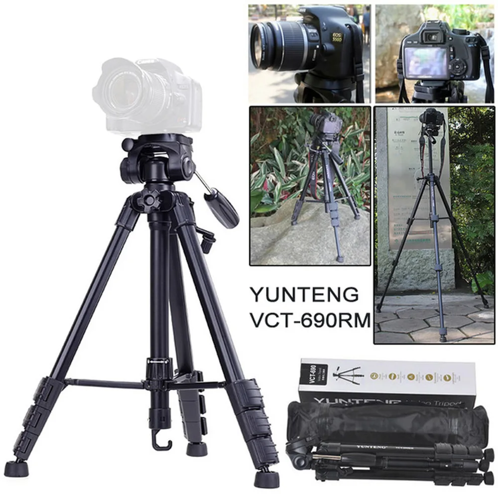 YUNTENG 690 Portable Lightweight Camera Tripod Aluminum Alloy with Universal font b Smartphone b font Mount