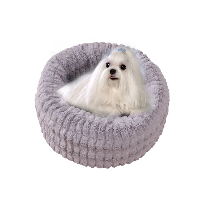 

Pet Dog Bed Winter Warming Comfortable Fleece Dog House Puppy Round Lounger Cushion Soft Nest Puppy Mat Pet Supplies