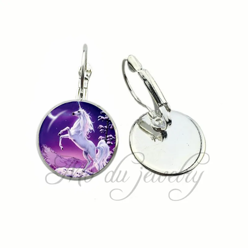 Unicorn Glass Dome Earring Animal Handmade Vintage Clip Earring Women Men Jewelry Dress Accessories