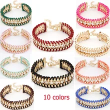 Lemoer модная обувь на подъеме со стразами цветные рукодельные плетеный Канат звено цепи браслет для женщин в едином положении во время занятий легкой атлетикой, женские браслеты ювелирные изделия