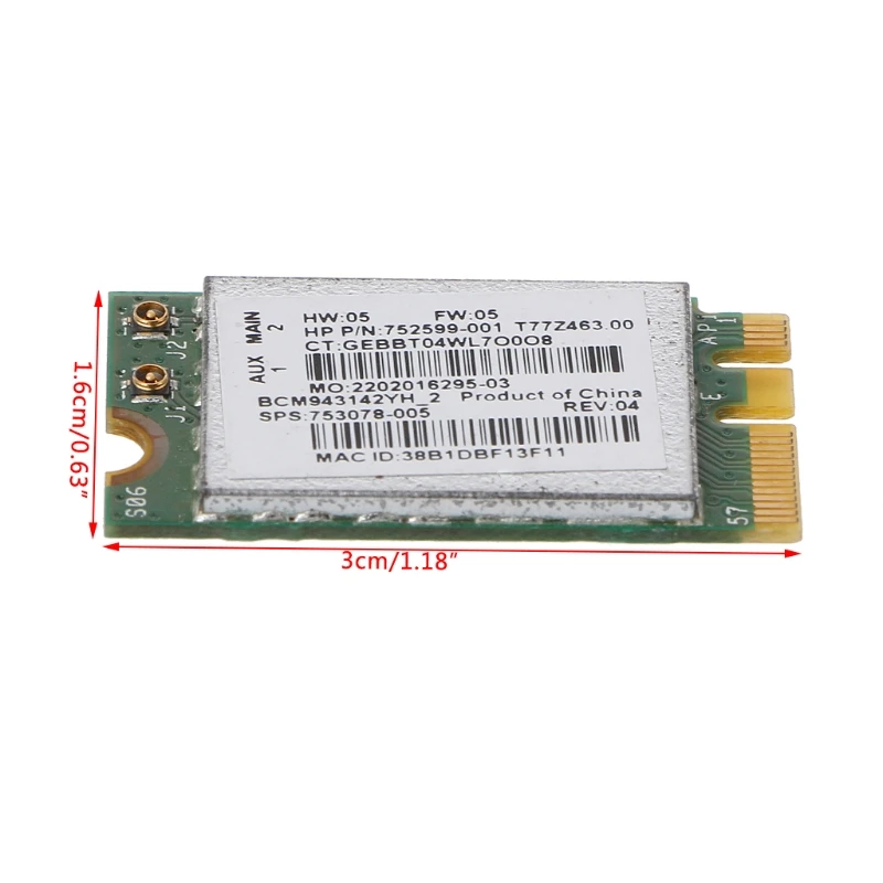 1 BCM943142Y 802.11b/g/n Bluetooth 4,0 WLAN 150 Мбит/с NGFF беспроводная Wifi карта NGFF(M.2) интерфейс