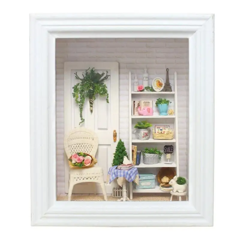 CUTEBEE Кукольный дом Frame миниатюра с мебелью DIY деревянный кукольный домик игрушки для Для детей мальчиков и девочек подарок на день рождения