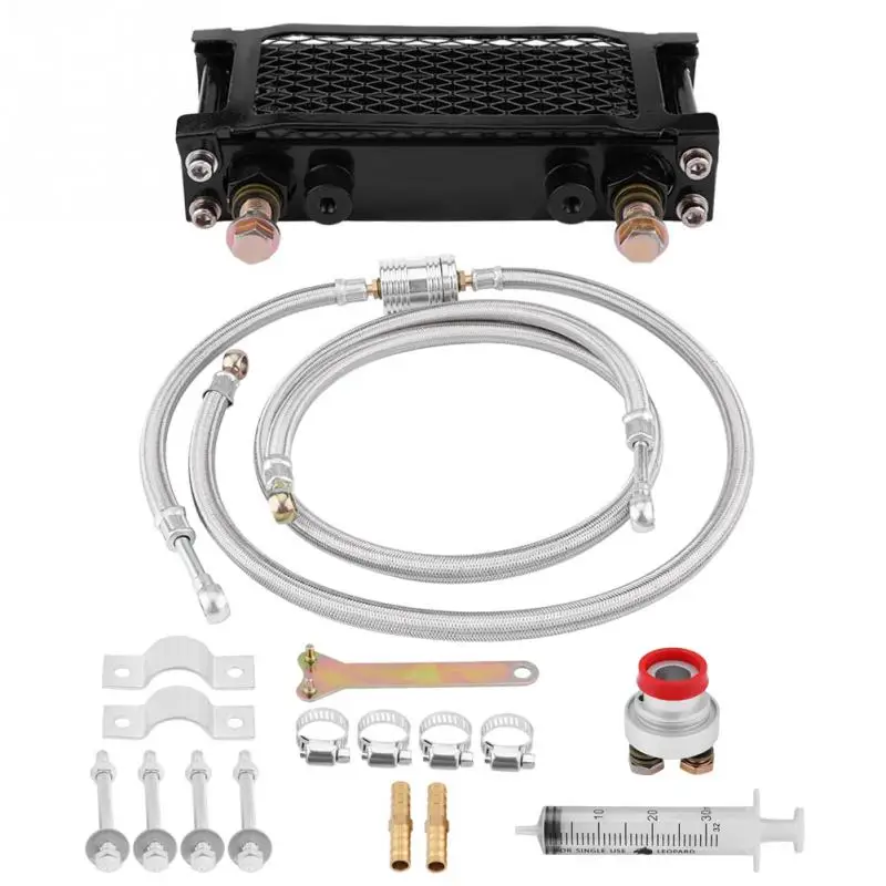 Масляный радиатор для мотоцикла, масляный радиатор для охлаждения двигателя, комплект для Honda GY6, масляный радиатор для двигателя мотоцикла, аксессуары для двигателя 65 мл - Цвет: Black