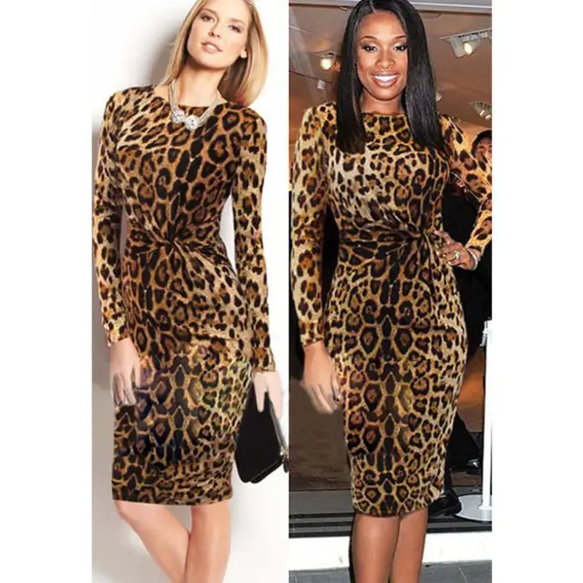 knee length leopard print dress