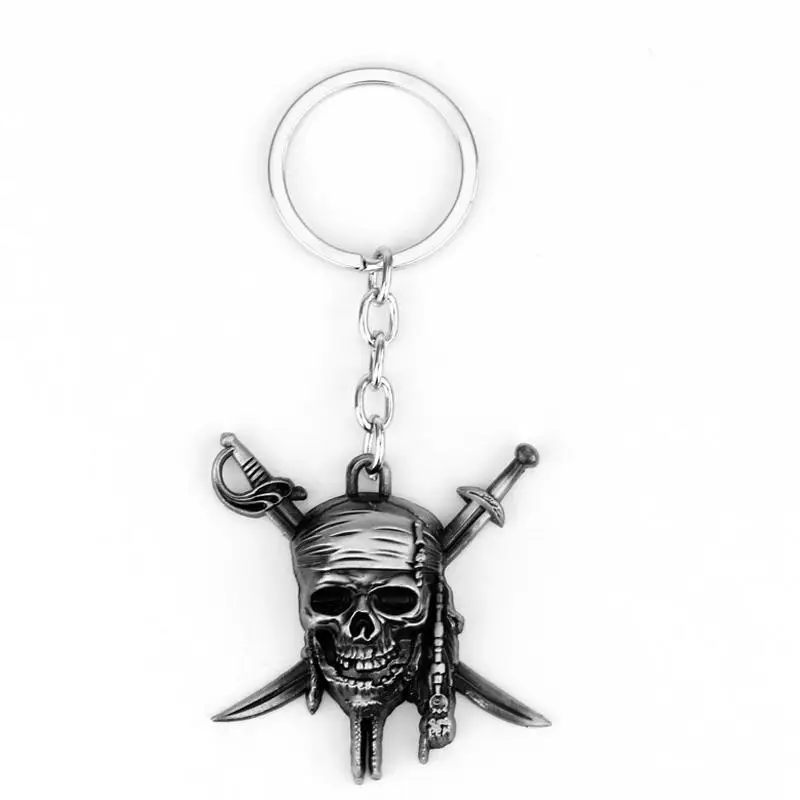 

MQCHUN Pirates Of The Caribbean Skull Death Keychain Metal Motorcycle Key Chains Key Ring Souvenir Gift Film Accessories -50