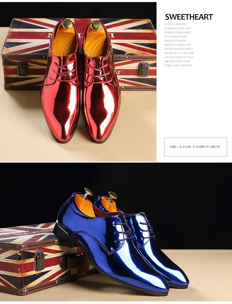 Men Casual Shoe Oxfords Casual Mens Shoes Large Sizes 12 PU Patent Leather Oxford Shoes For Men Fashion Dress Wedding Shoe Party (6)