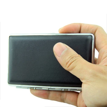 

Black Leather Slim Ultrathin Cigarette Case Tobacco Box Holder For 14pcs 100mm Long Cigarette Smoking Accessory