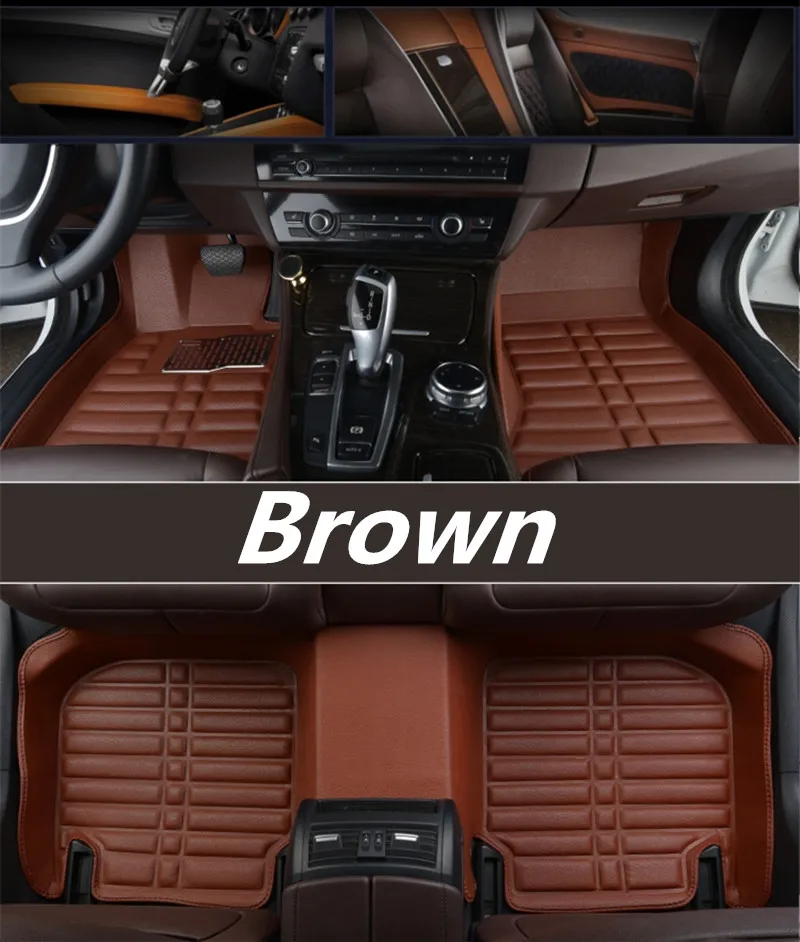 Кожаные автомобильные коврики для Volkswagen VW Golf7/GTI R Mk7 Hatchback Hatch 2013-14 автомобильный Стайлинг индивидуальный автомобильный коврик - Название цвета: Brown