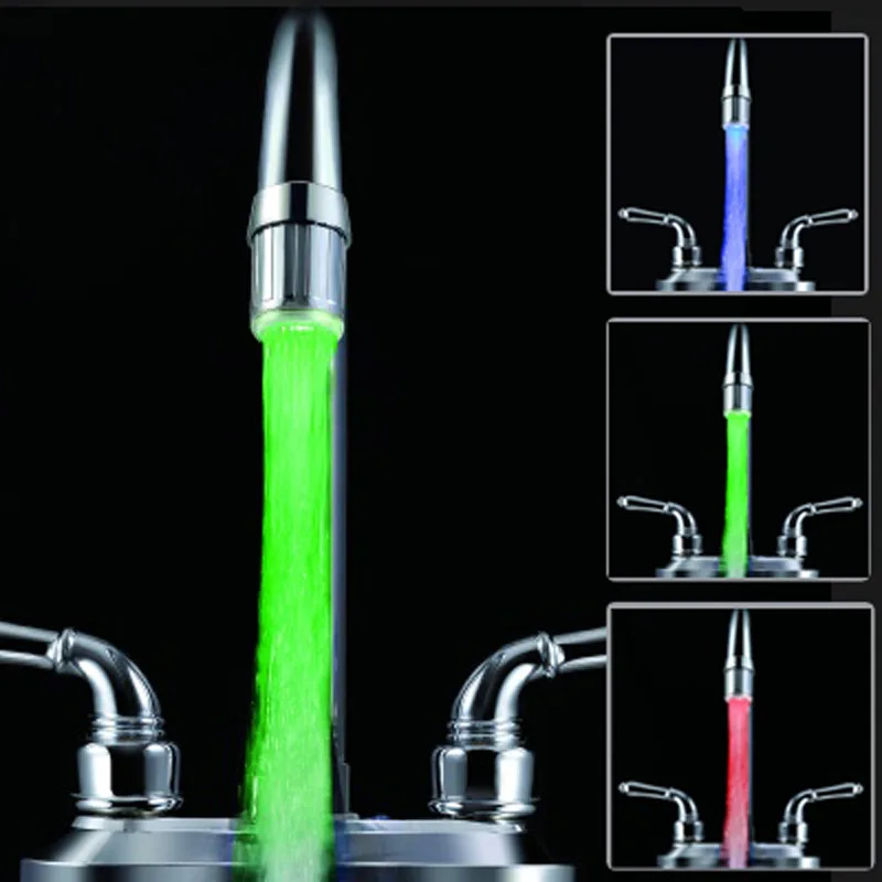 Аксессуары для ванной комнаты Светодиодный водопроводный кран с датчиком температуры Изменение RGB свечение смеситель для ванной комнаты аэраторы