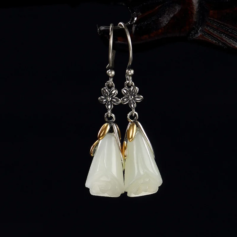 

Teardrop Drop Earring 100% Real 925 Sterling Silver Jewelry Women Mosaic Stone Magnolia Dangle Earring 2018 Christmas Gift E26