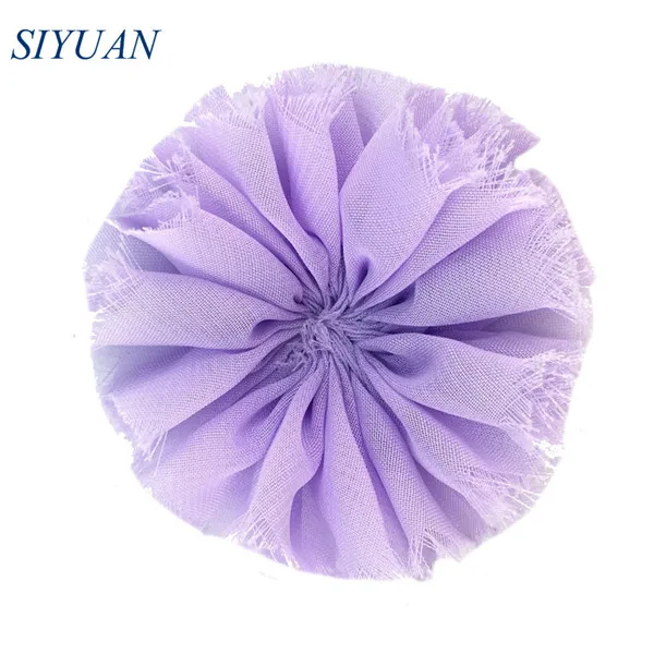 5-lavender 10 шт./лот грубая с краем потрепанная шифоновая цветок с плоской задней поверхностью с зажимом для волос детский прекрасный головной убор TH217 - Цвет: 5-lavender