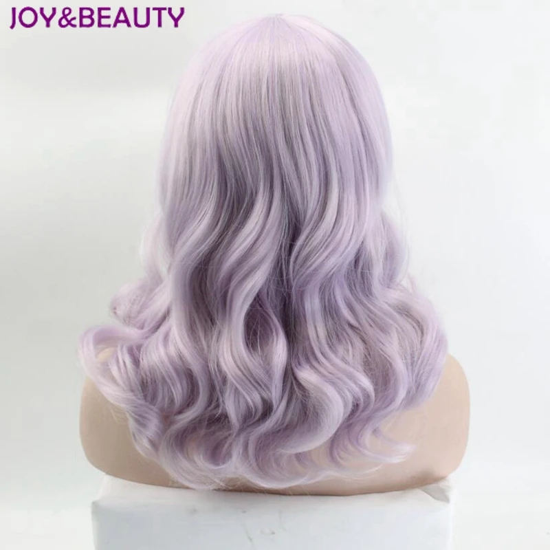 JOY& BEAUTY Серебряный Фиолетовый цвет короткий волнистый парик синтетические волосы 16 дюймов высокая температура волокно Женский парик