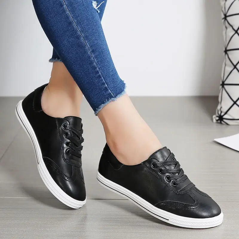 flat leather sneakers