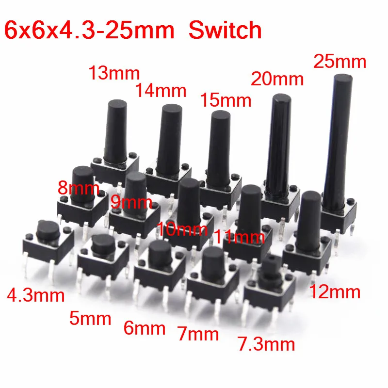 20pcs 6×6×4.3mm 6*6*4.3mm Tact tactile push button switch dip-4pin 