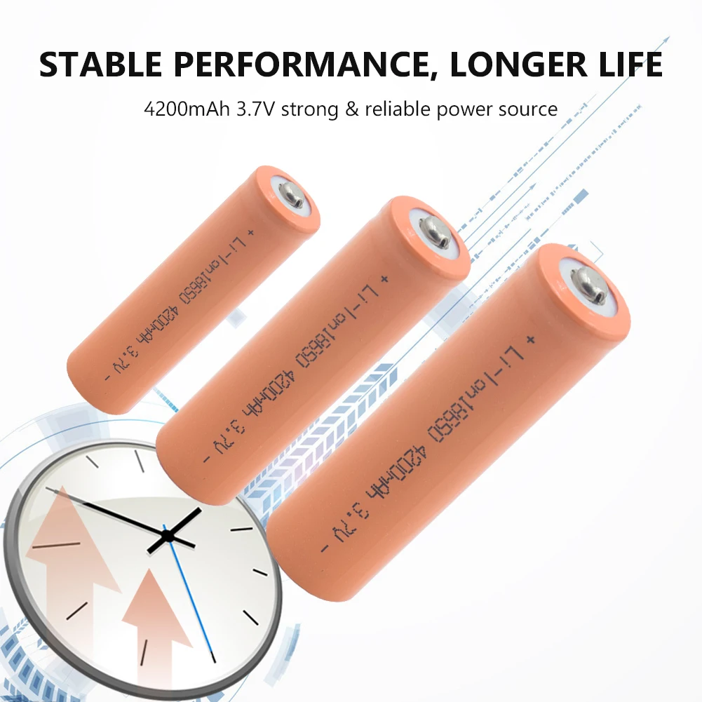 1/2/4 шт 3 7 V 18650 4200mAh литий ионный аккумулятор перезаряжаемые литиевые батареи