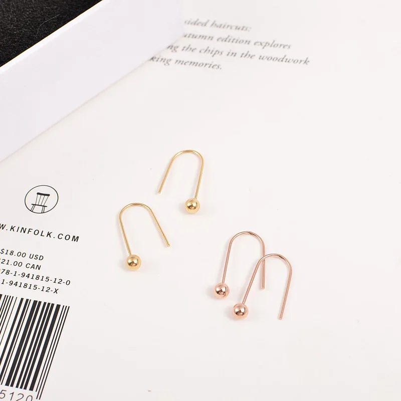 

YUN RUO New Arrival Fashion Sweet Little Bead Stud Earring Rose Gold Color Woman Girl Gift Titanium Steel Jewelry Never Fade