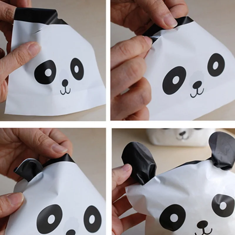 120 шт DIY пластиковый мешок для печенья с рисунком панды, держатель для хранения продуктов, печенья, пекарни, сумки для конфет, детский подарок на Рождество, Новинка