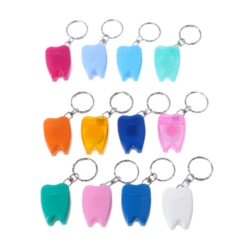 

Portable Tooth-Shaped Key Chain Type Flat-Line Dental Floss Gum Care Dec29 #Y207E# Hot Sale