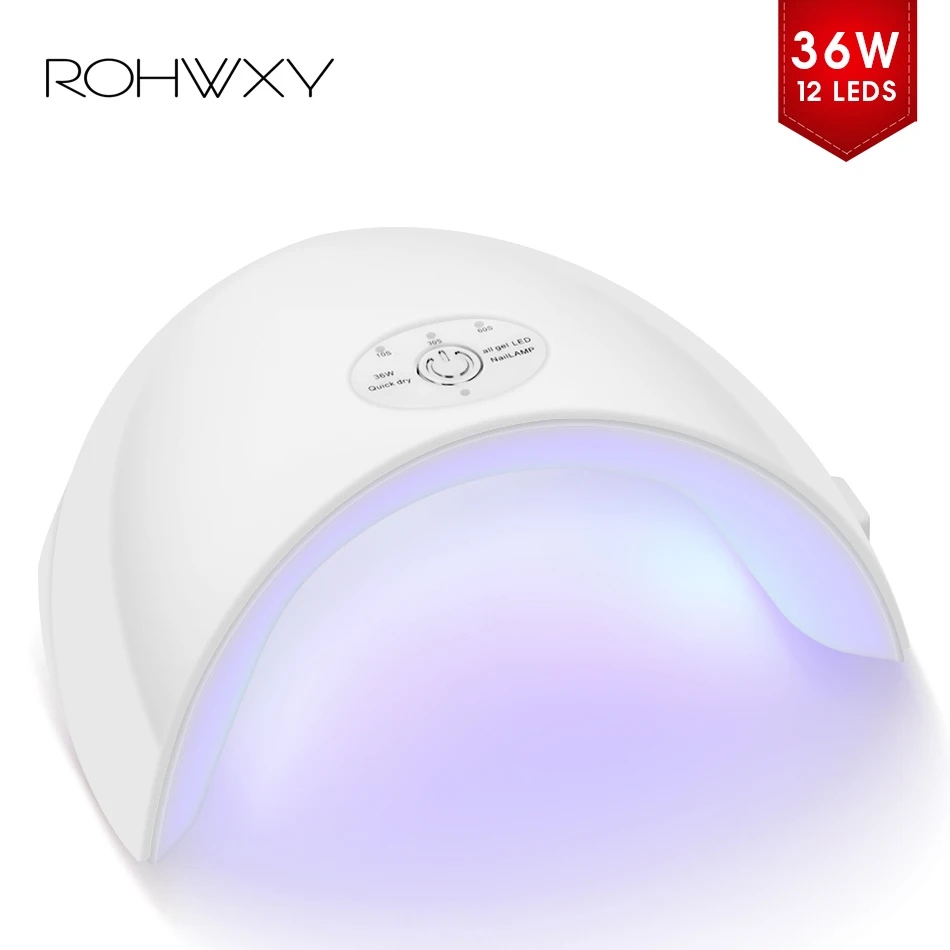 

ROHWX 36W UV Led Lamp Nail Dryer For All Types Gel 12 Leds UV Lamp for Nail Machine 30s/60s/120s Timer USB Connector
