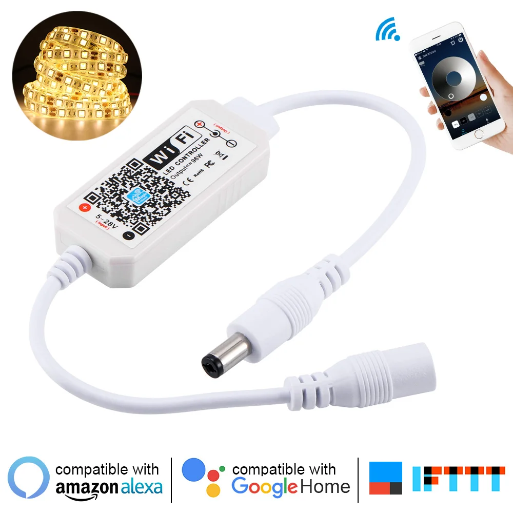 DC5-28V мини wifi RGB/RGBW контроллер полосы музыкальный контроллер Amazon Alexa Google Home телефон wifi контроллер для полосы света