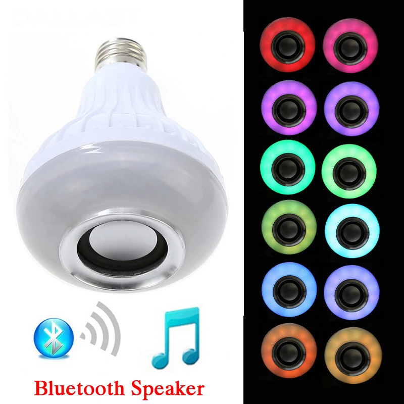 

Hot Sale E27 Smart RGBW Wireless Bluetooth Speaker Bulb Music Playing Dimmable LED Bulb Light Lamp with 24 Keys Remote Control