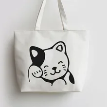 Lucky Cat сюжеты из японского аниме Tote сумки Сумка для покупок с персонажем из мультфильма школьная сумка многоразовая шоппер продуктовая сумка GA1282