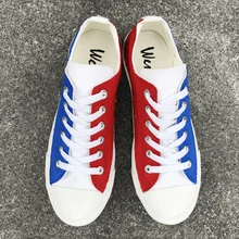 Вэнь обувь дизайн Флаг Франции ручная роспись низкий Верх Мужская парусиновая обувь женская спортивная обувь для тренировок спортивные кроссовки на плоской подошве