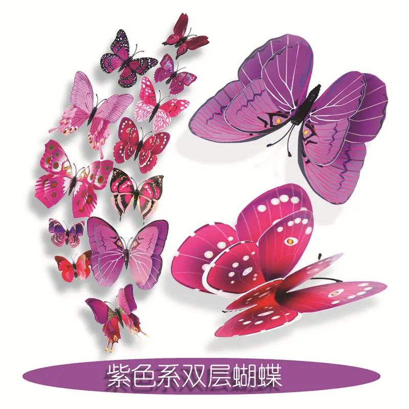 Image 12pcs 3D Colorful Butterfly Wall Stickers Butterflies Decors For Home Fridage Decoration Gossip Girl Same Style FA9
