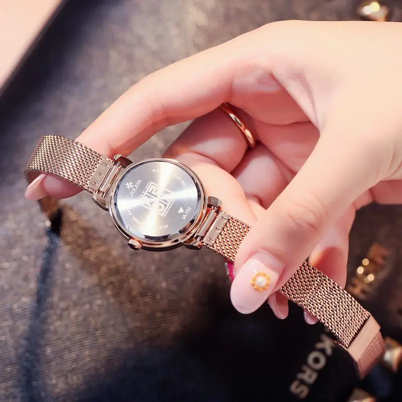 Для женщин браслет сталь Золото Серебро часы Женская мода повседневное Кварцевые водонепроницаемые часы Женские подлинные наивысшего качества Julius Hour
