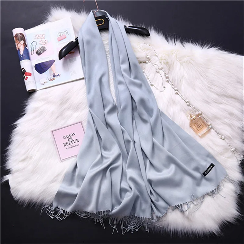 LaMaxPa Модный зимний теплый однотонный шарф для женщин/леди, утолщенные шерстяные пашмины шали, длинные кашемировые женские кашне, накидки