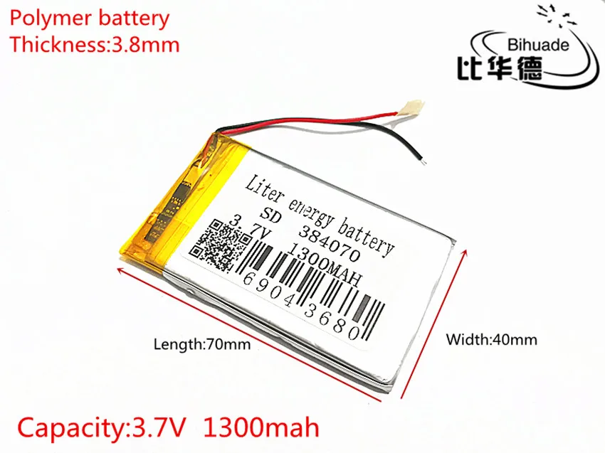 

Polymer battery 1300 mah 3.7V 384070 smart home speakers Li-ion battery for mp3 mp4