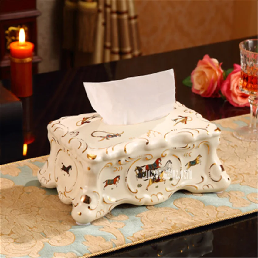 Высококачественная европейская роскошная керамическая коробка для салфеток, креативный Декор для гостиной, гостиничные принадлежности, домашний интерьер, коробка для салфеток