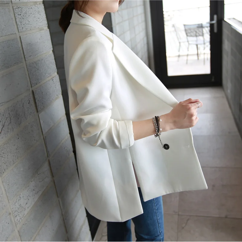 Noir Dames Court Entaillé Avant Dos Travail Longue Chic Fit Blazers Slim Blazer 2018 Printemps Veste Costume black Blue Formelle white Femmes Bureau De MpVSjqGzLU