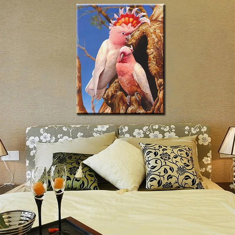 Квадратная и круглая Алмазная вышивка 5D DIY Алмазная картина Розовый попугай вышивка крестиком декоративная Бриллиантовая мозаика детский подарок Фреска