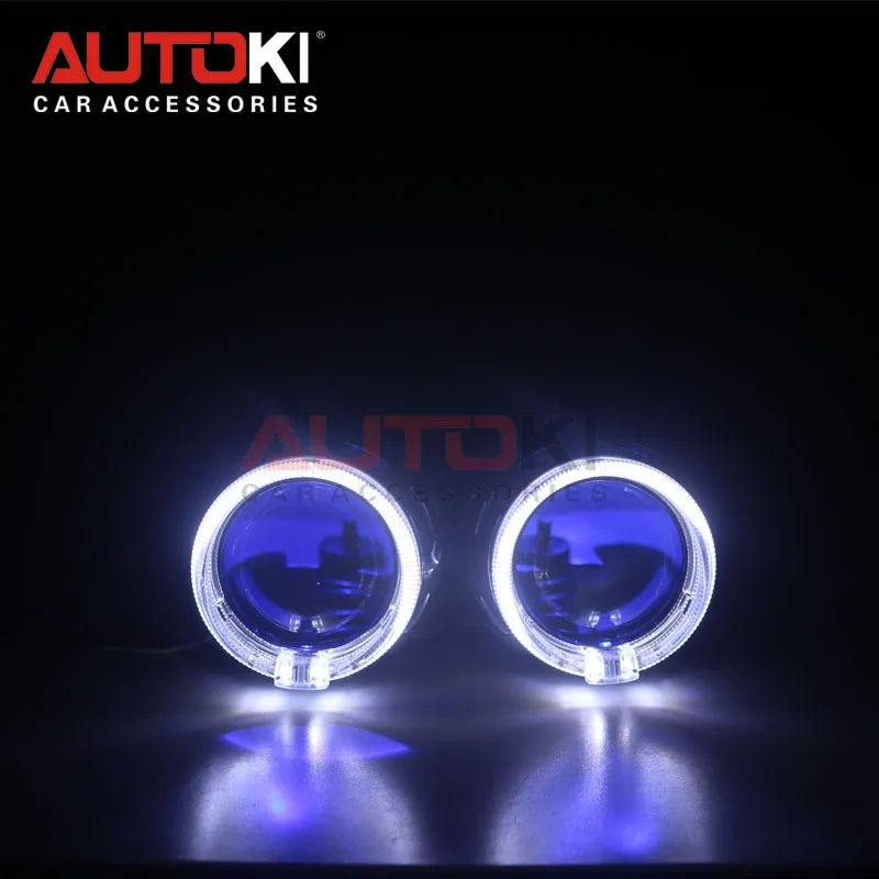 Autoki спрятал Bi xenon объектива автомобиля проектор Габаритные огни квадратный фары «ангельские глаза» DIY авто-Стайлинг 2,5 ''H4 H7