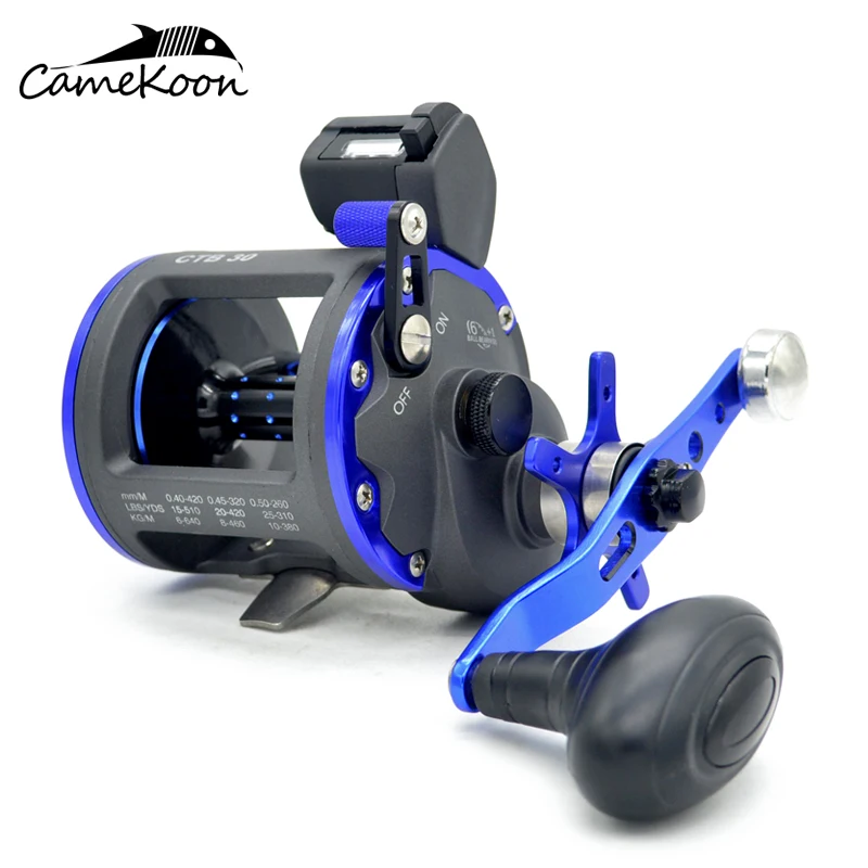 

CAMEKOON Star Drag Saltwater Fishing Reel with Line Counter 6+1 Bearings Smooth Level Wind Trolling Reel