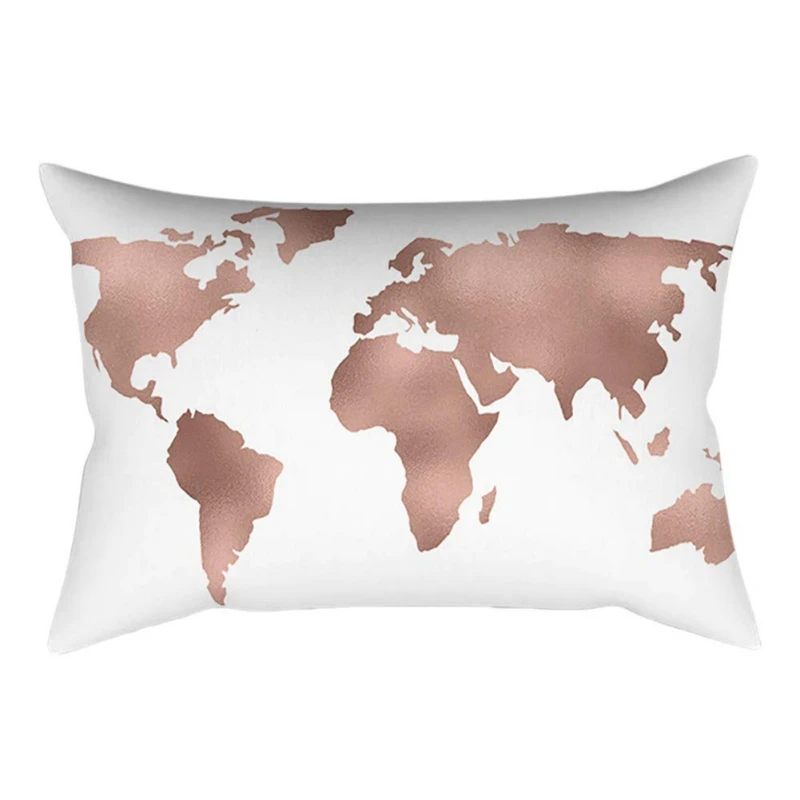 

30x50cm Throw Pillow Case Geometric Striped World Map Print Pillowcase For Home Square Pillow Case Decorative