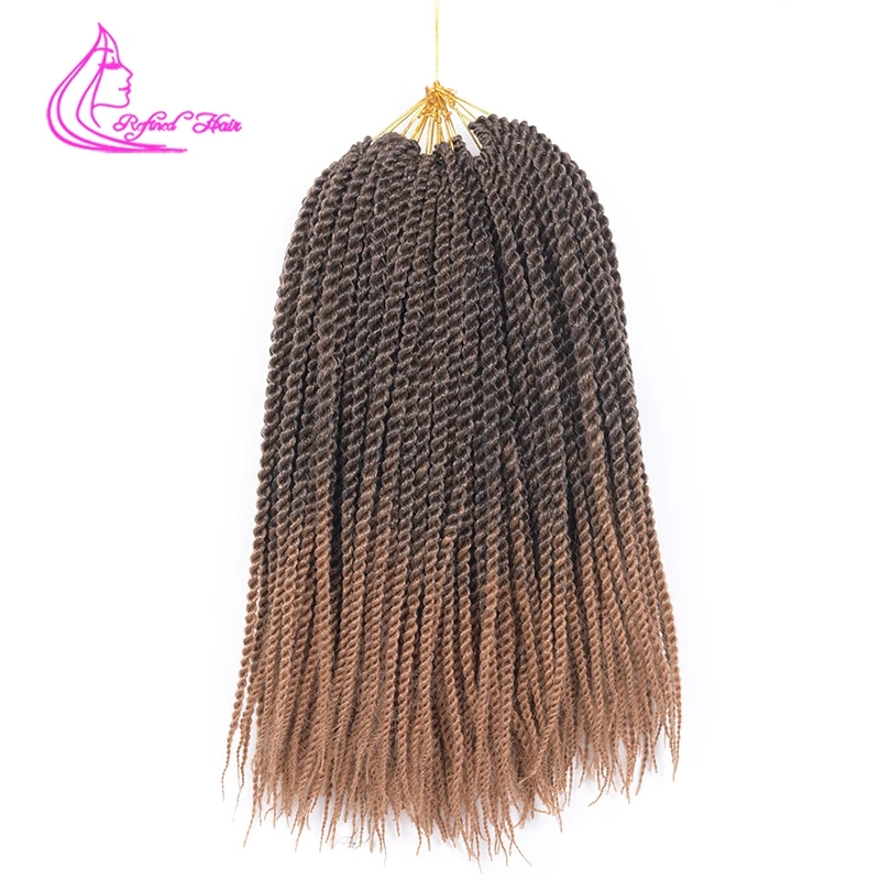 

Refined Hair 12 14 16 18 20 22Inch Handmade Crochet Braids Senegalese Twist Hair Extensions Ombre Color Braids 22Strands/pc