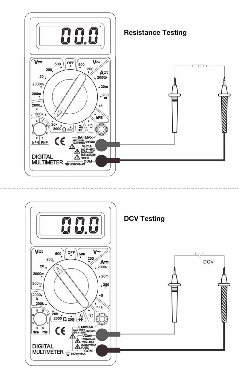 WHDZ DT838 LCD Digital Multimeter AC DC Voltage Current Diode Resistance Temperature Tester 