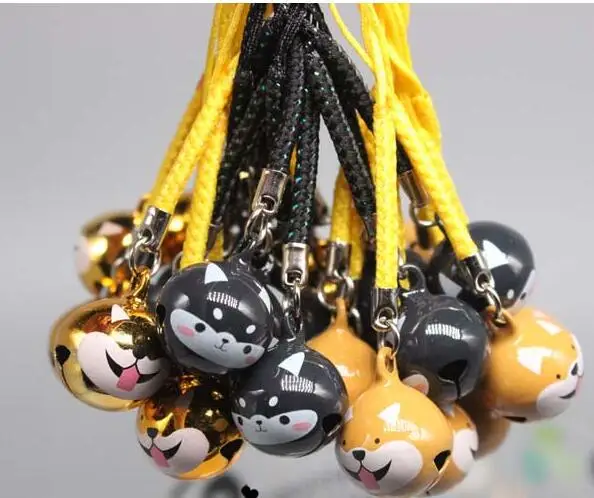 

New LOT 30PCS cute cartoon Shiba inu dogs head MIX pendant Cell Phone Charm Strap JINGLE BELLS Dangle Figures