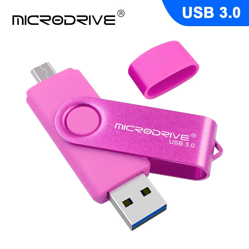 USB 3,0 OTG флеш-накопитель высокоскоростной USB флеш-накопитель 128 Гб 64 Гб Внешняя карта памяти 32 Гб 16 Гб микро USB флешка - Цвет: Розовый