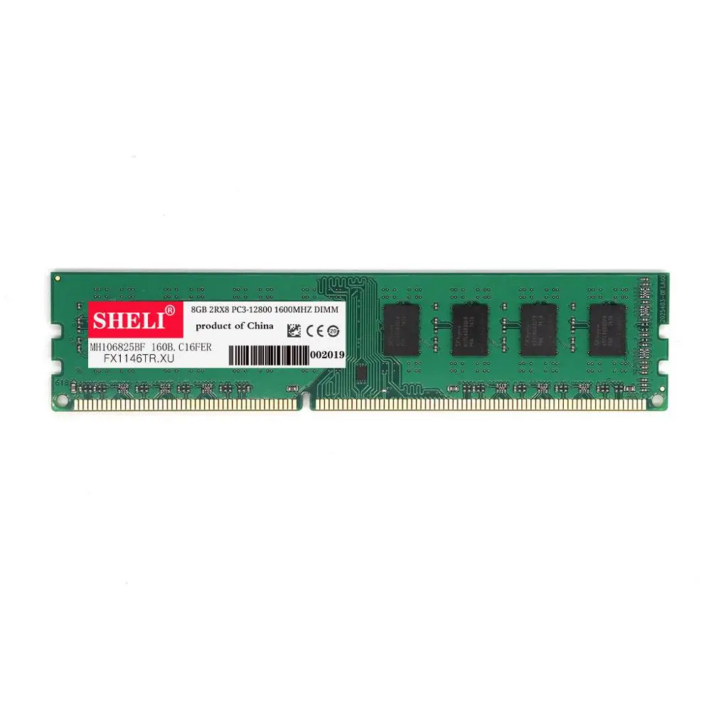 SHELI RAM 8GB 2RX8 PC3 12800 DDR3 1600MHz 240Pin DIMM Intel Low Desktop Memory 2